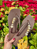 Handcrafted Brown Havaianas with Sandal Jewelry