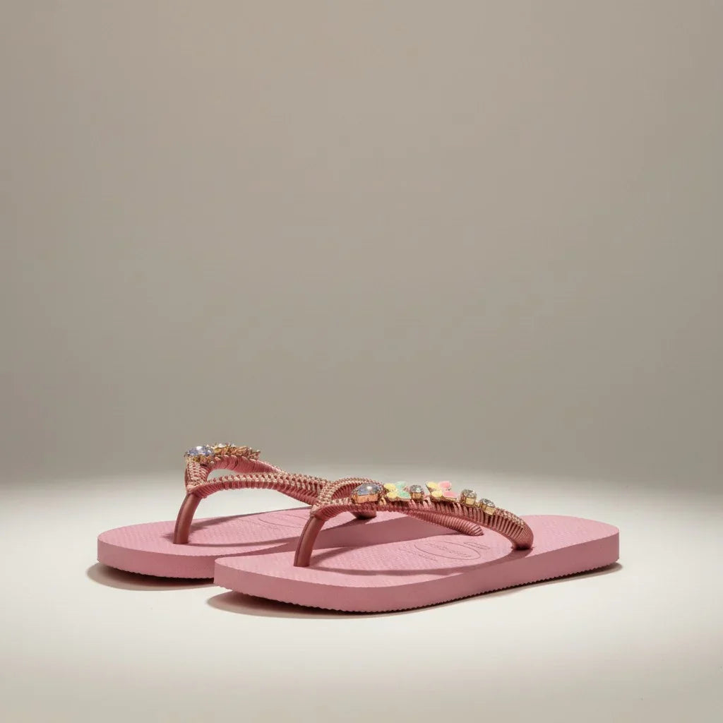 Havaianas Slim Ballet Rose – Pastel Butterfly & Crystal Custom