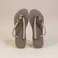 Havaianas Slim Grey – Silver Bow & Crystal Mesh Custom